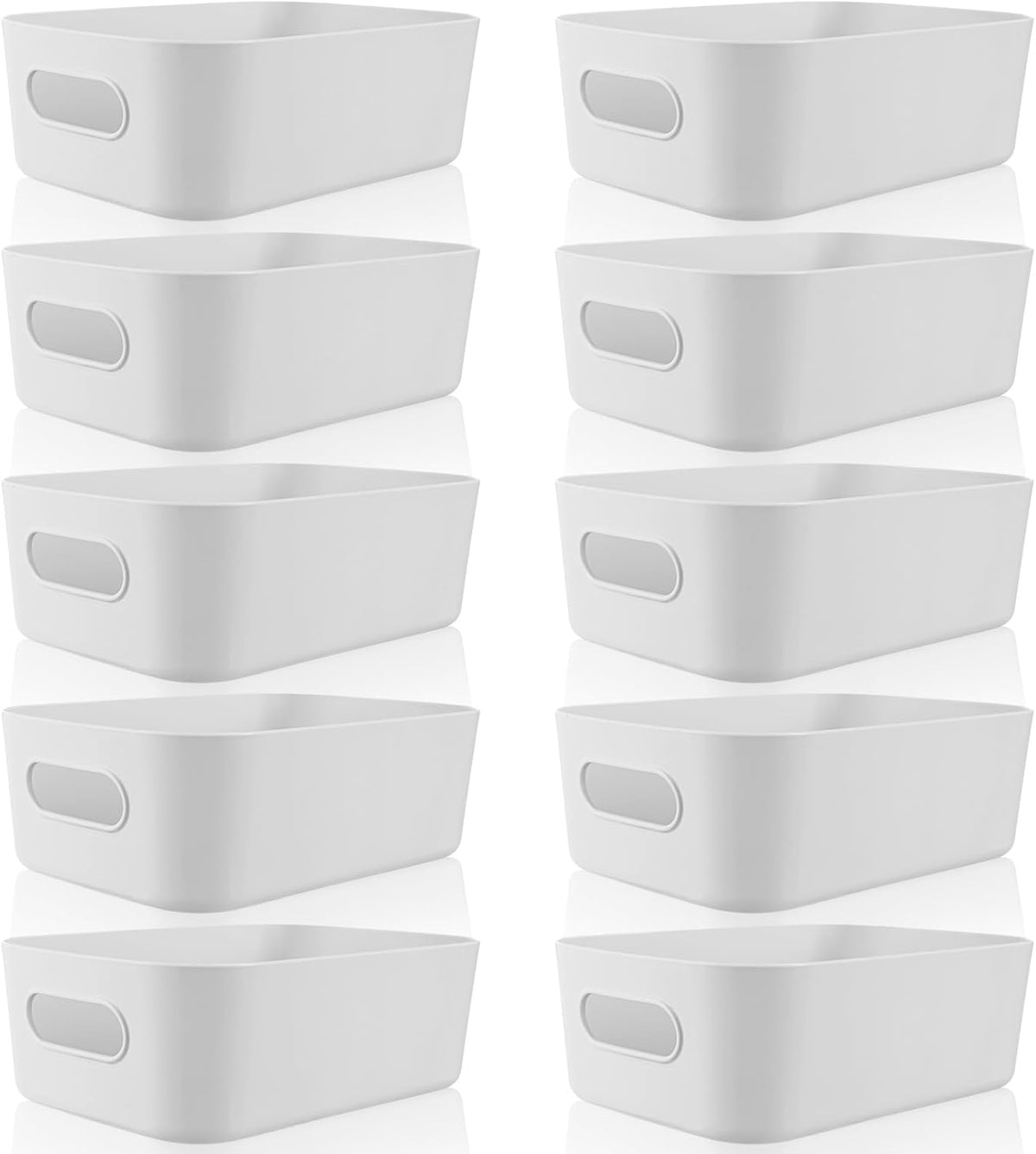 Zopeal Plastic Storage Bins 10 Pcs Gray Pantry Organizer Bins Small Baskets Storage Containers for Home Kitchen (8 x 5.7 x 3 Inch)