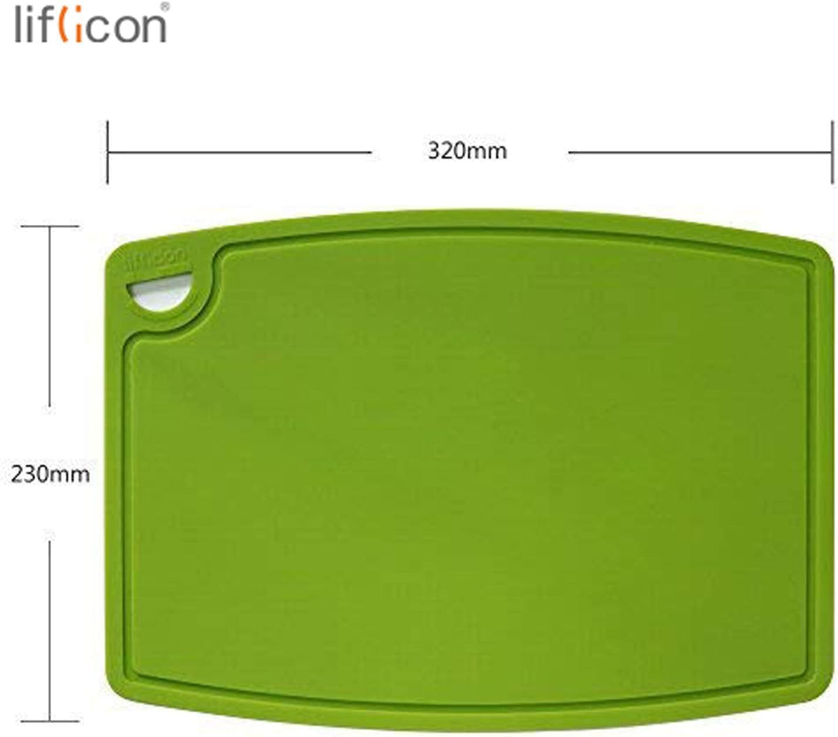 Thick Silicone Cutting Board 12.6'' x 9.1'' Juice Grooves Easy Grip Handle Dishwasher Safe-Green