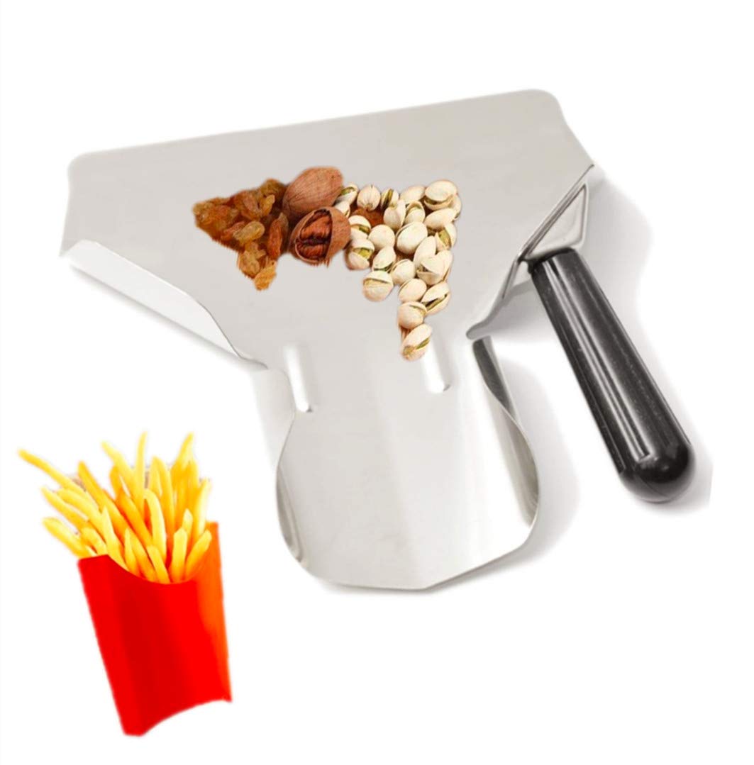 Stainless Steel Popcorn Scoop,Easy Fill Tool for Bags & Boxes, Great Utility Serving Scooper for Snacks, Desserts, Ice,French Fry Scoop