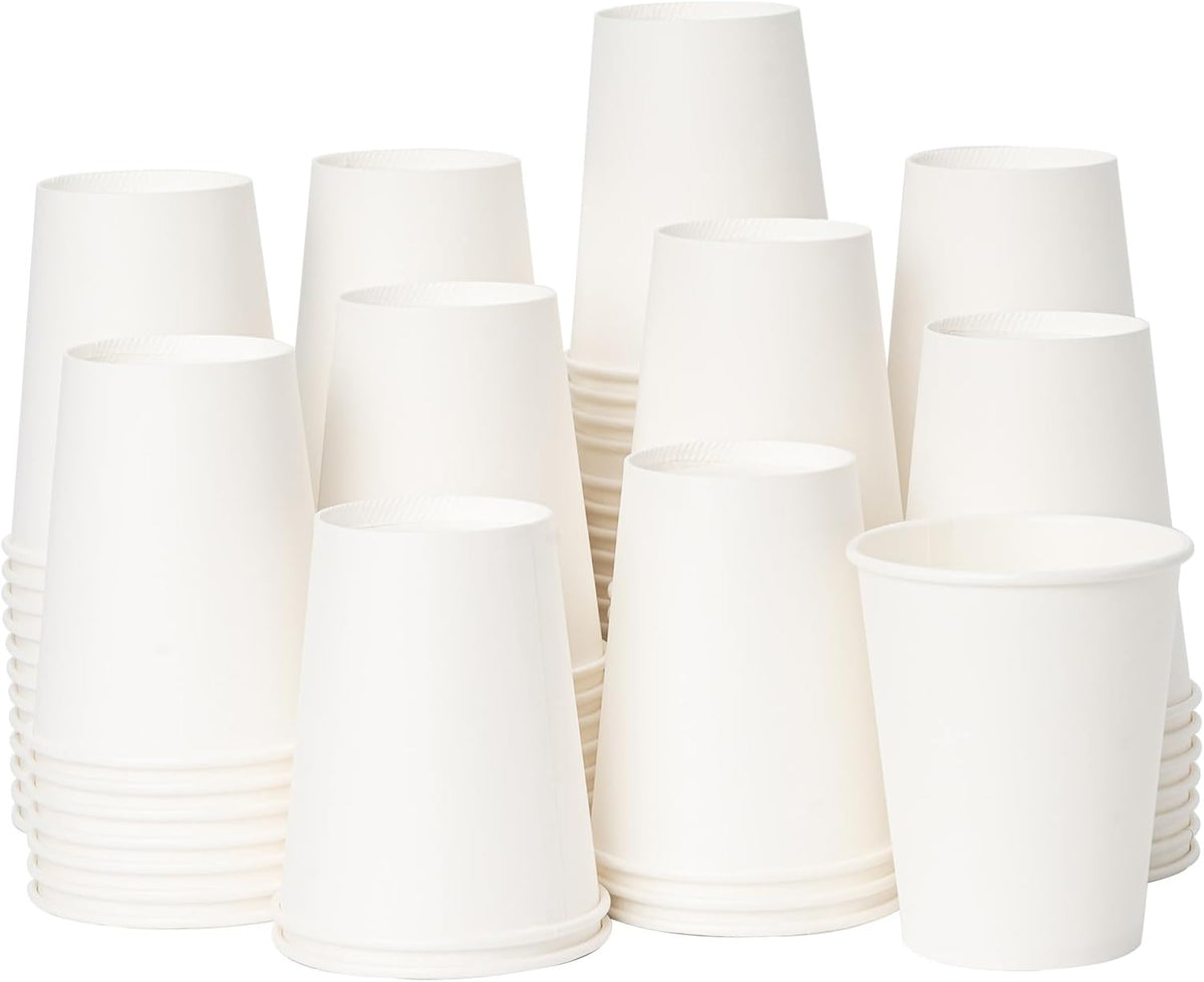 YEEHAW 8 oz Coffee Cups 500 Pack, Disposable paper cups 8 oz, White Hot Drinking Cups
