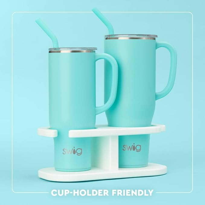 Swig Life 30oz Mega Mug, 30 oz Tumbler with Handle and Straw, Cup Holder Friendly, Dishwasher Safe, Extra Large Insulated Tumbler, Stainless Steel (Under the Sea)