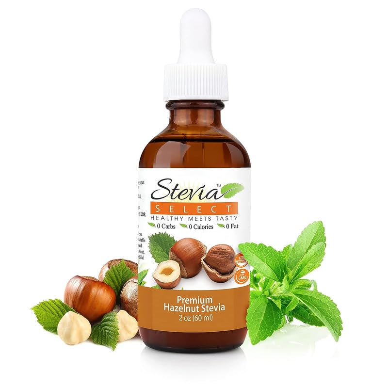 Stevia Select Hazelnut Flavored Liquid Stevia – Zero Calorie Coffee, Tea, Drink & Baking Sweetener, All-Natural, No Erythritol, Keto-Friendly Sugar Alternative, 300 Servings – 2 Oz (1 Pack)