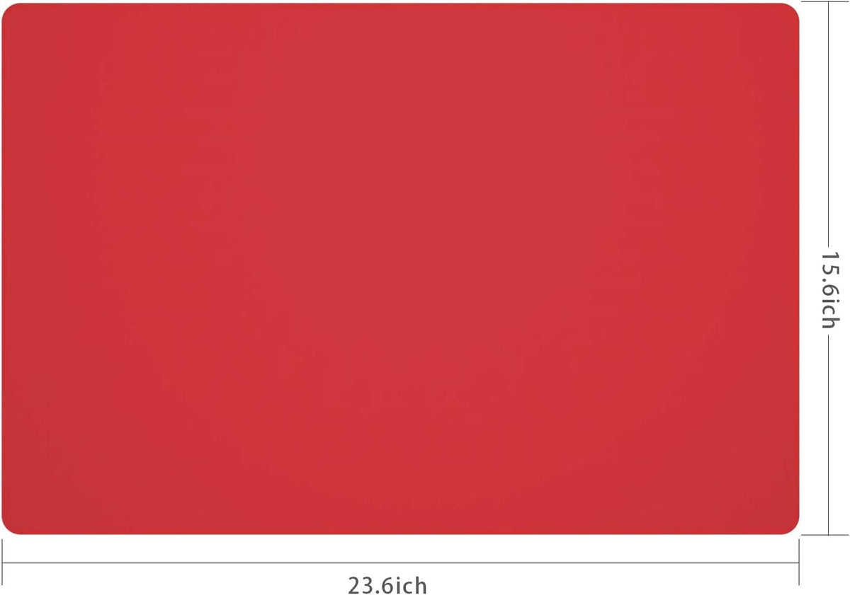 Silicone Placemats, Food-Grade Non-Slip Waterproof, Dining, Stain Resistant, Countertop Protector, Kitchen Counter Mat, Heat Resistant, Baking mat Dishwasher Safe (23.6"×15.7"-2pack, Red)