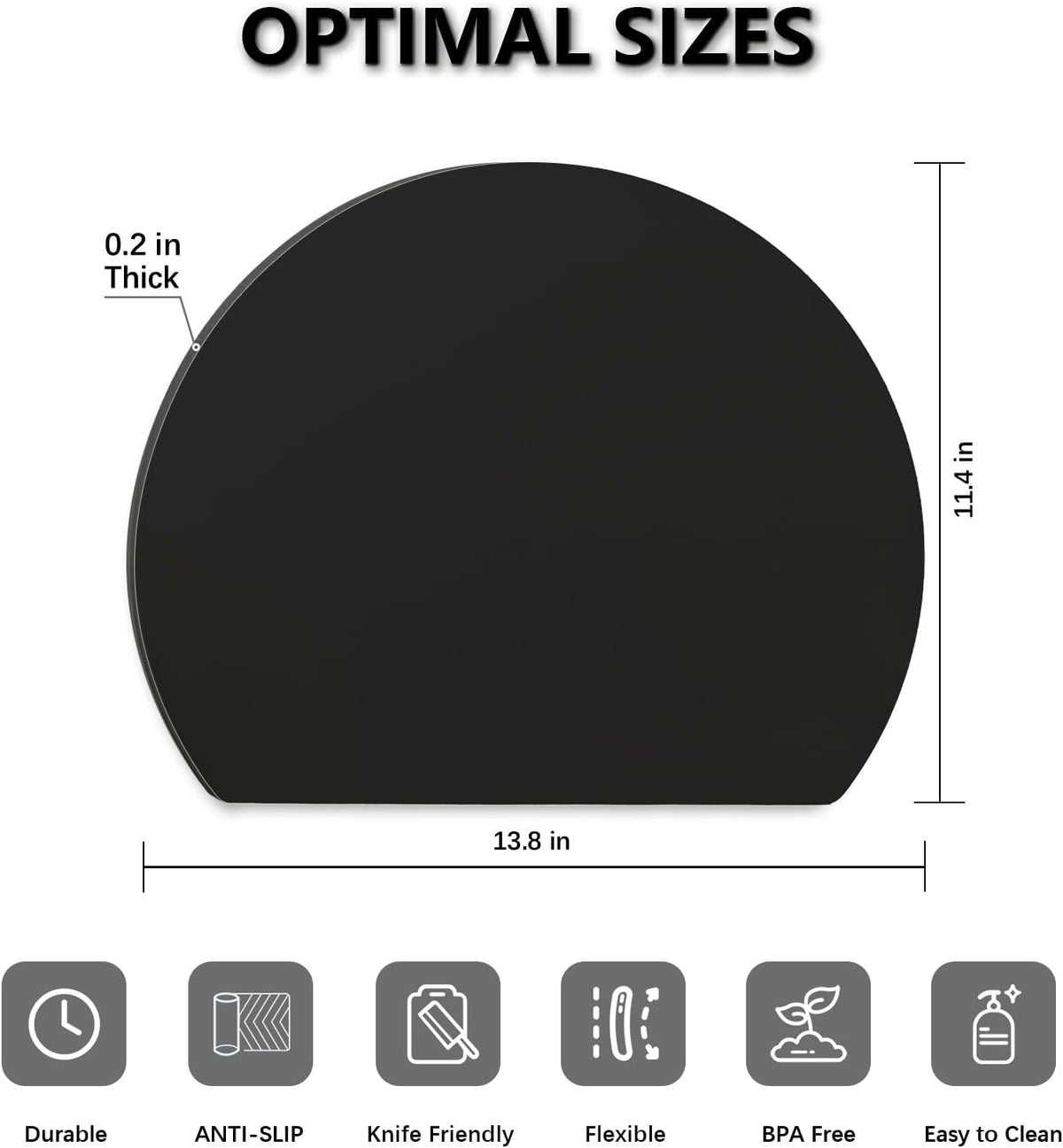 ZVP Thick Silicone Cutting Board Mats for Kitchen, TPU Flexible Cutting Board Double-Sided Use, Nonslip Rubber Half Round Chopping Mats BPA Free Knife Friendly Non-Toxic Dishwasher Safe