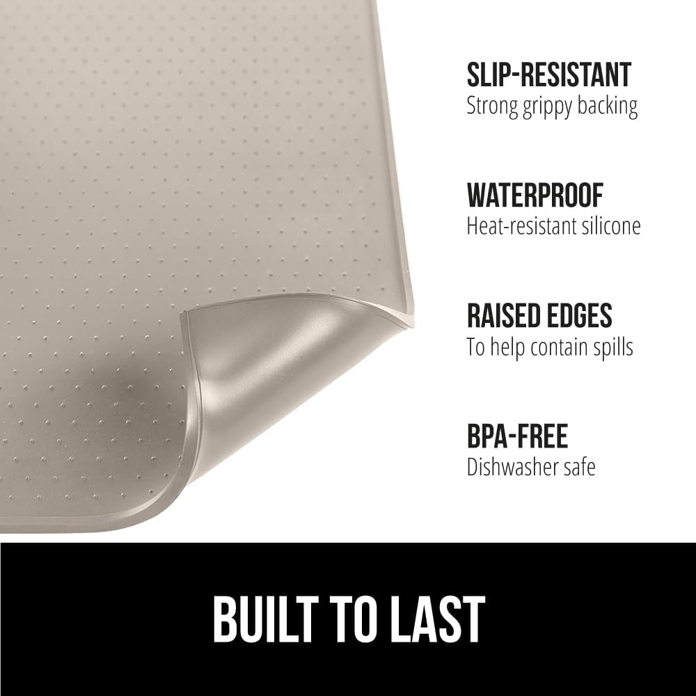 GORILLA GRIP Silicone Coffee Mat, Espresso Drink Bar Station Accessories, Waterproof Heat-Resistant Dish Drying Mats, Stay in Place on Kitchen Counter, Home Kitchen Decor Essentials, 10x14, Almond