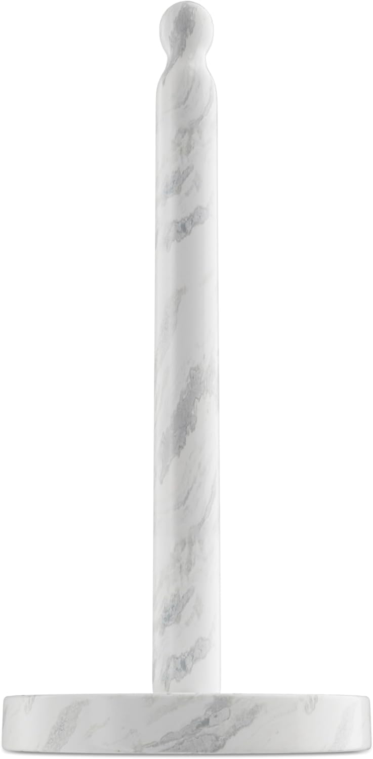 Koville Natural Marble Paper Towel Holder Countertop, 6“ Genuine Stone Paper Towel Holder Stand for Kitchen Storage, for Standard Rolls(Namib Fantasy)