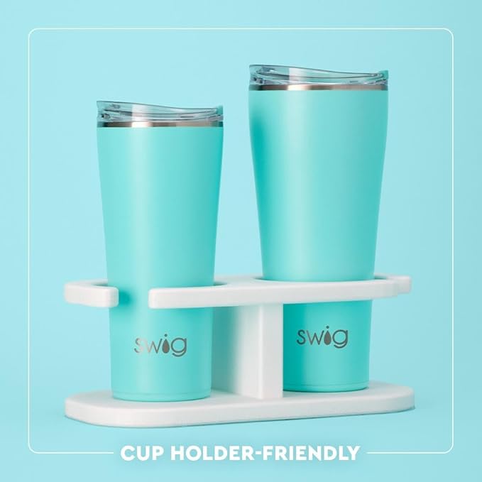 Swig Life 32oz Insulated Tumbler, Travel Coffee Tumbler with Lid, Cup Holder Friendly Travel Coffee Mug, Stainless Steel, 32 oz, Reusable Insulated Mug with Lid (Jockey Club)