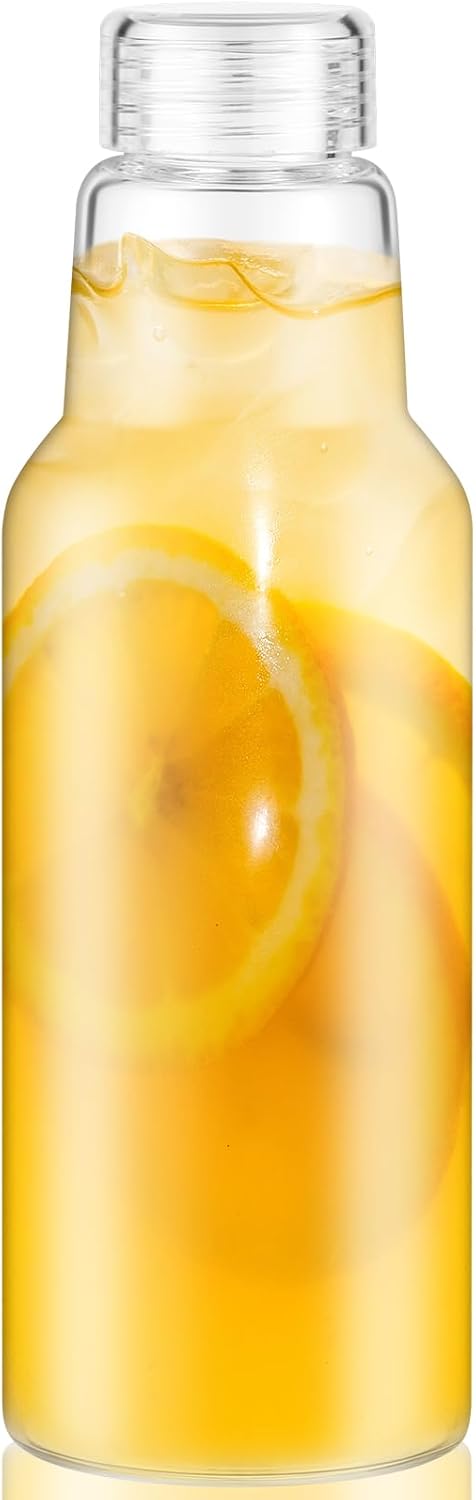 34 Oz Glass Juice Bottles with Lids, Glass Bottles, BPA Free, Borosilicate Glass for Juicing, Smoothies, Infused Water, Beverage Storage, Shaker Bottles (1 Pack)
