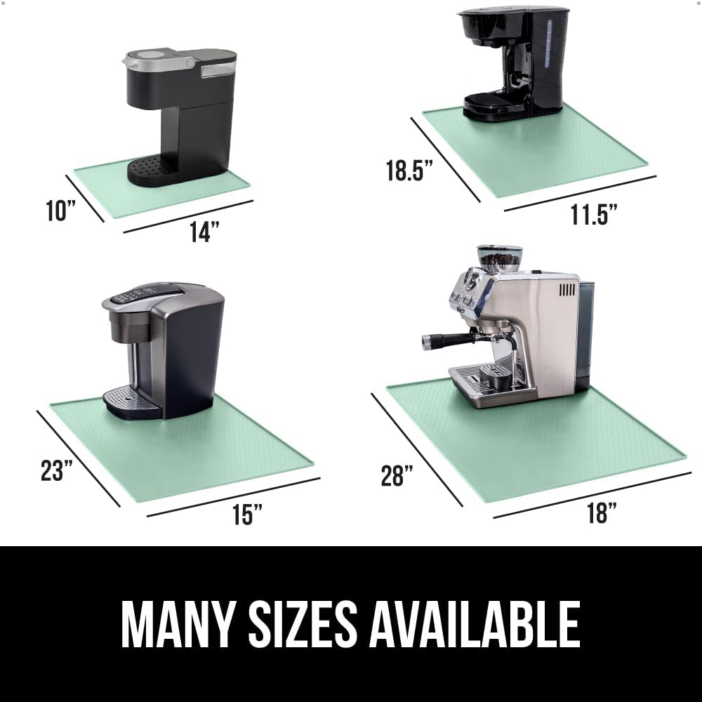 GORILLA GRIP Silicone Coffee Mat, 15x23, Espresso Drink Bar Station Accessories, Waterproof Heat-Resistant Dish Drying Mats, Stay in Place on Kitchen Counter, Home Kitchen Décor Essentials, Mint