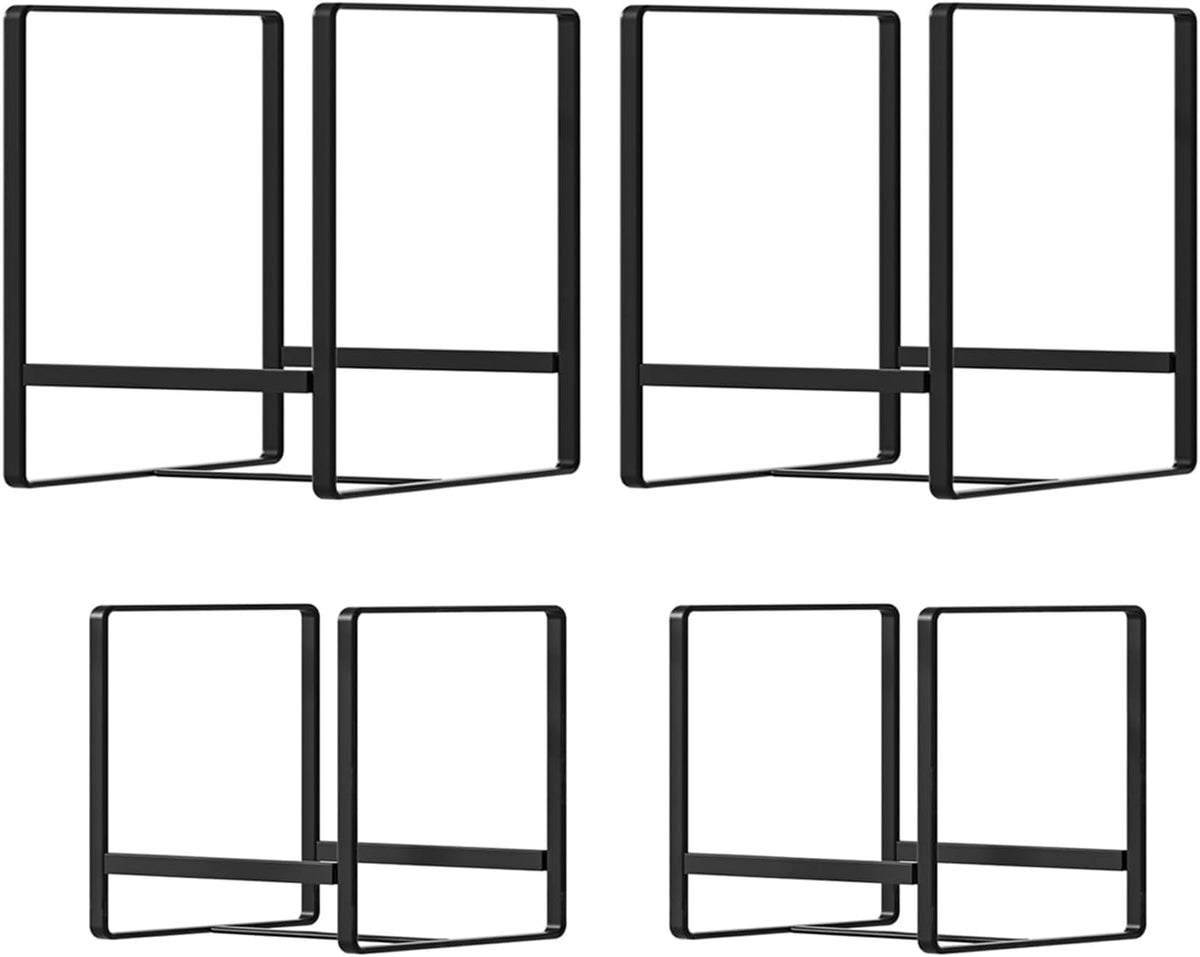 2 Large 2 Small Plate Organizers Holders Upright Cabinet Dish Drying Racks Metal Plate Dish Organizers Racks Stands for Countertop and Cupboard Black