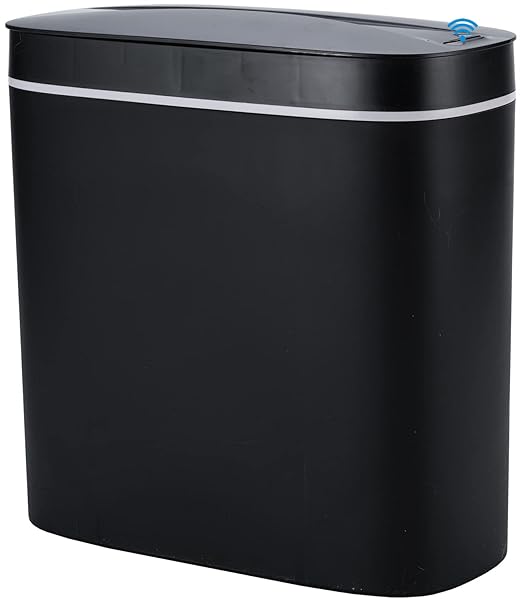 Sooyee 14 litres Automatic Bathroom Trash Can with lid,3.6 Gallon Touchless Trash Can or Kick for Kitchen,Office,Bedroom,Bathroom,Living Room,Black