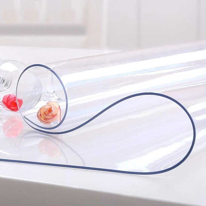 NECAUX Custom 18 x 47.3 Inch Clear Desk Cover Protector, 1.5mm Thick Plastic Pad, Clear Table Cover for Coffee Table, Media Stand