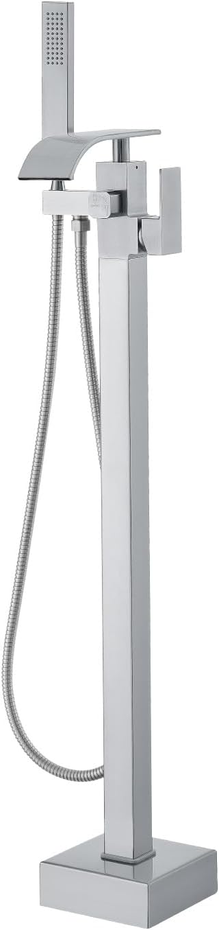 VEVOR Freestanding Bathtub Faucet, Floor Mount, Freestanding Tub Filler, Shower Mixer Taps, Two Water Modes, 360° Swivel Spout, for Bathing & Showering Pet Bathing Cleaning Drains Toilet Flushing
