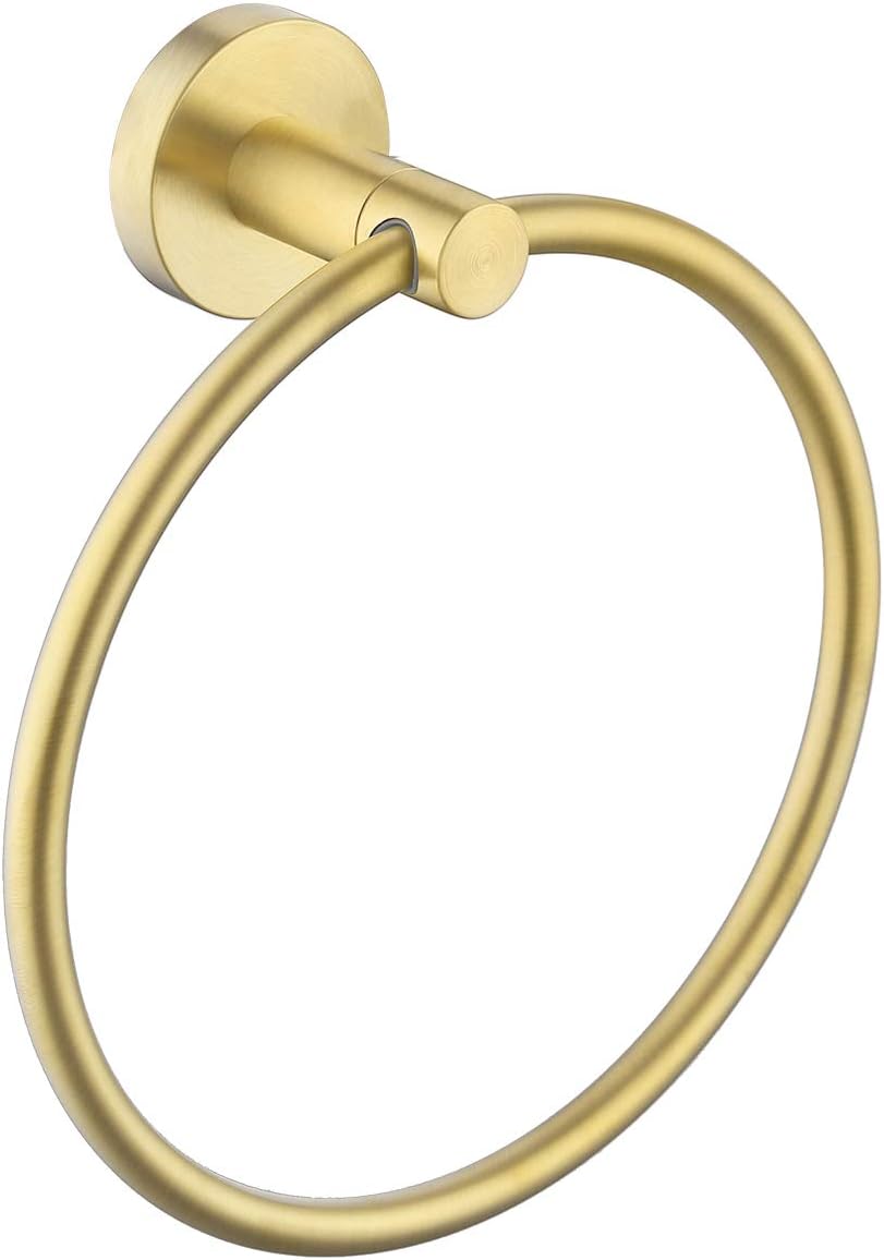 KES Brushed Gold Towel Ring Bathroom Hand Towel Holder Round Wall Mount SUS 304 Stainless Steel Brushed Gold Finish, A2180DG-BZ