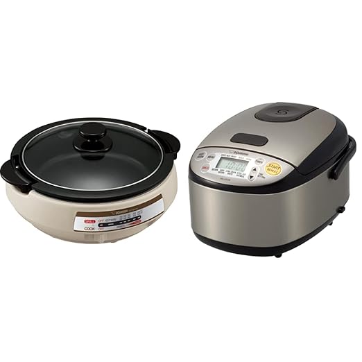 Zojirushi EP-PBC10 Gourmet d'Expert Electric Skillet & NS-LGC05XB Micom Rice Cooker & Warmer, 3-Cups (uncooked), Stainless Black
