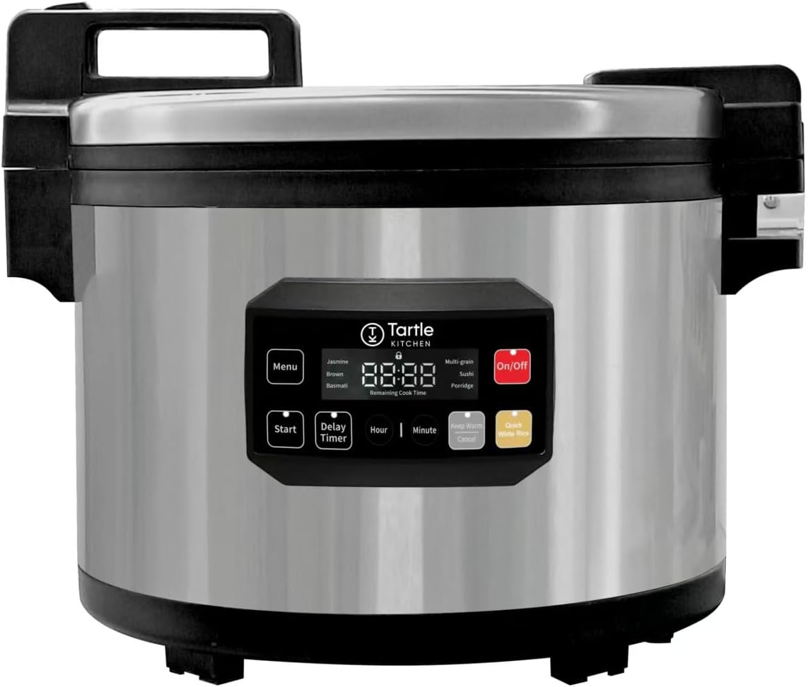 Commercial Large Multi-Function Rice Cooker - Professional 72 Cup Cooked (36 Cup Uncooked) Rice Maker Cooker With Non Stick Pot & Hinged Lid - Brown Rice, Sushi Rice and more