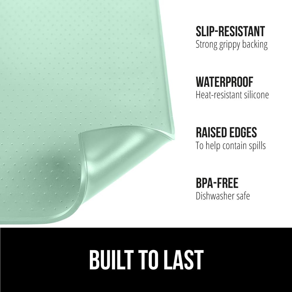 GORILLA GRIP Silicone Coffee Mat, Espresso Drink Bar Station Accessories, Waterproof Heat-Resistant Dish Drying Mats, Stay in Place on Kitchen Counter, Home Kitchen Decor Essentials, 10x14, Mint