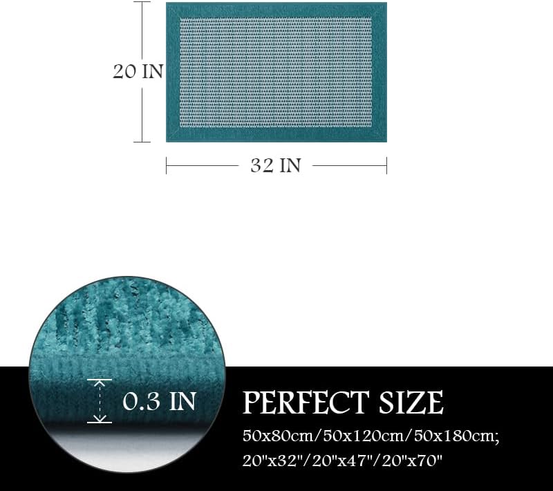 PADOOR Kitchen Mats for Floor, Kitchen Rugs Non Slip Washable, Rubber Backed Kitchen Runner Super Absorbent Kitchen Floor Mat Sink Rug, 20"x32" Teal