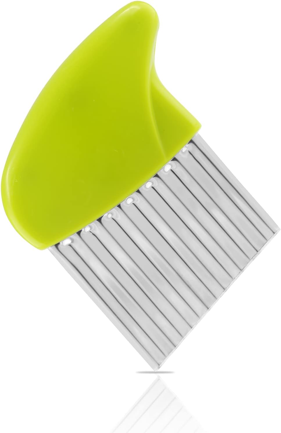 Luomorgo Stainless Steel Potato Crinkle Cutter Carrot Wavy Knife French Fry Slicer Vegetable Wavy Chopper, Green