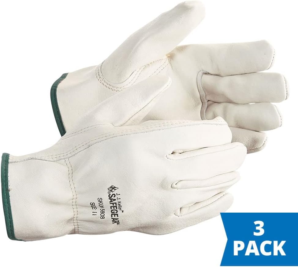 J. J. Keller & Associates, Inc. SAFEGEAR Cowhide Leather Work Gloves with Keystone Thumb