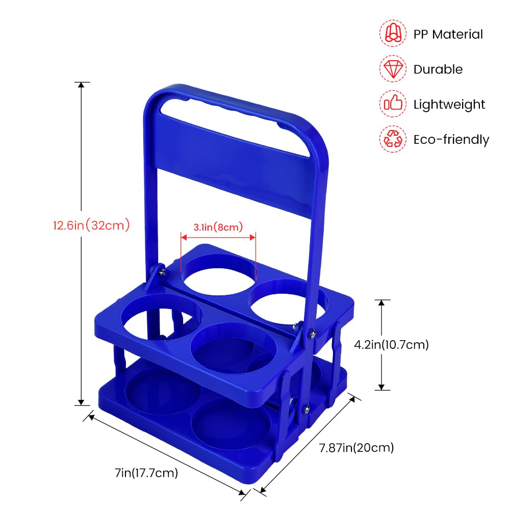Bodaon 4 Cup Drink Carrier with Handle, Plastic Cup Carriers for Drinks, Drink Holder for Car, GrubHub/Eats Doordash Accessories, Portable Foldable Reusable Mobile, Use for Food Delivery Bag, Blue