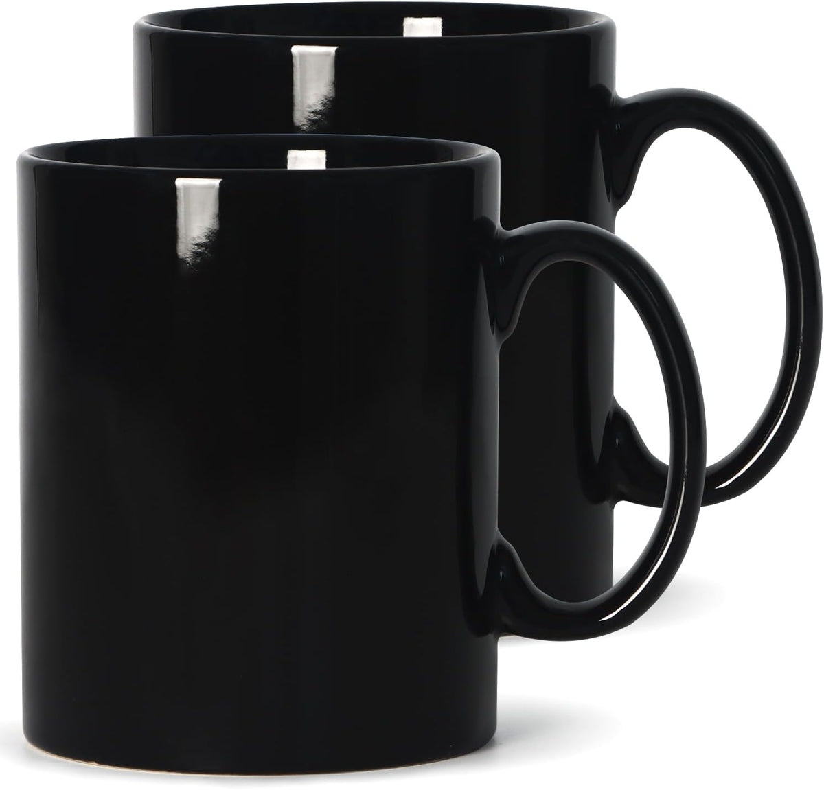 Large Coffee Mugs, 22 OZ(650ml) Extra Coffee Mug Set of 2, Smooth Ceramic Boss Cups, Big Capacity and Large Handle, for Dad Men, Black