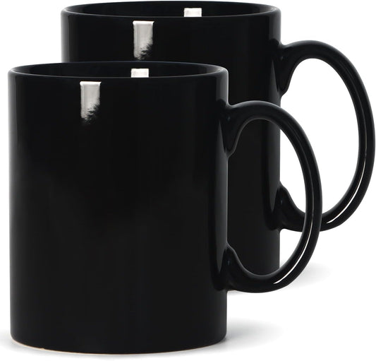 Large Coffee Mugs, 22 OZ(650ml) Extra Coffee Mug Set of 2, Smooth Ceramic Boss Cups, Big Capacity and Large Handle, for Dad Men, Black