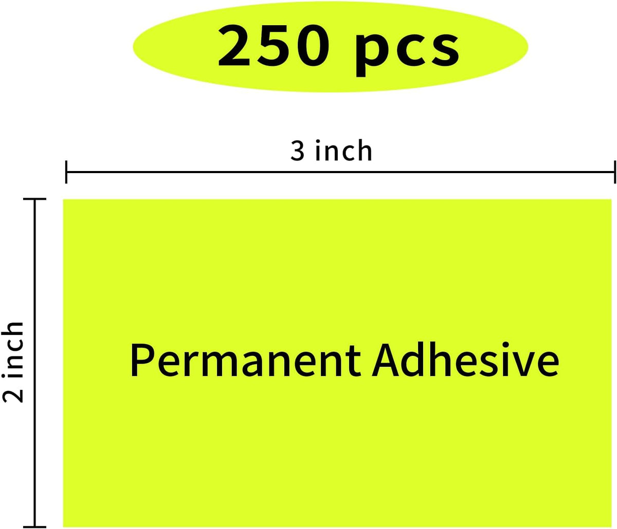 STARLIBOO Neon Colored Labels Stickers 3 x 2 Inch, Rectangle Moving Labels Stickers, 250Pcs Garage Sale Price Stickers, Adhesive Moving Labels for Boxes- Fluorescent Yellow