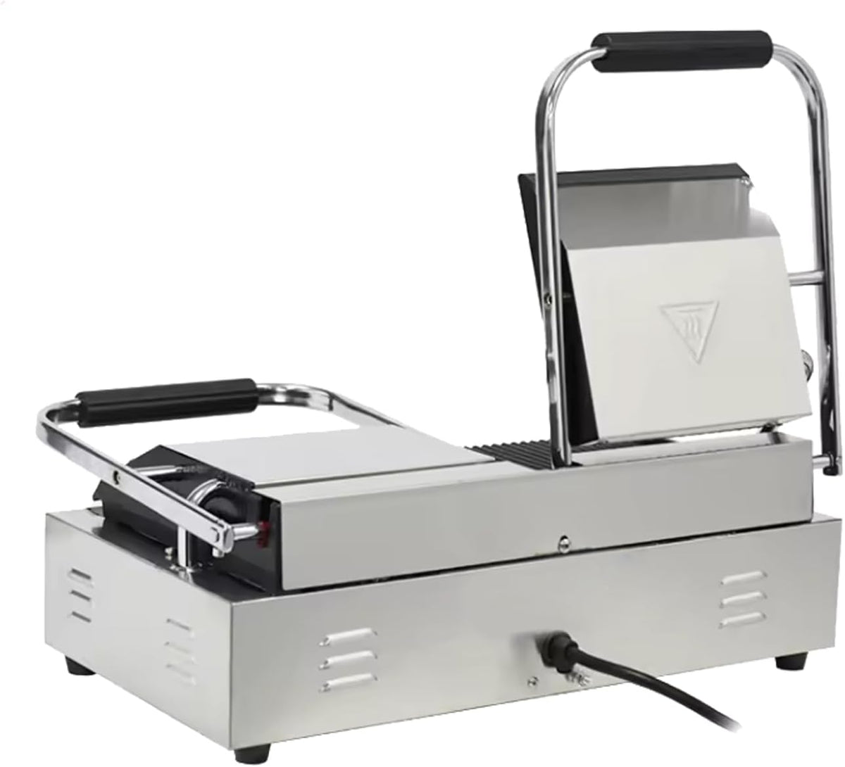 Commercial Panini Press With Grooved Grill Sandwich Maker Machine Electric Contact Grill Single (Double Smooth Top&Bottom)
