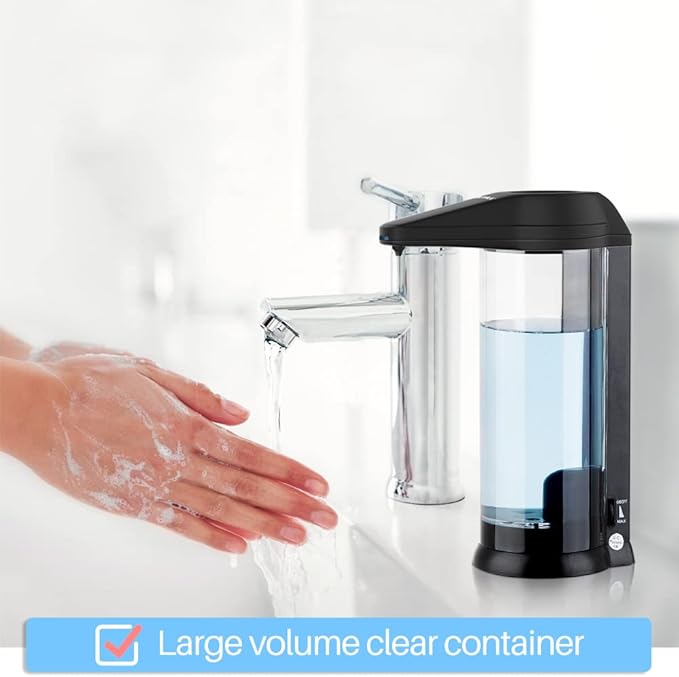 Secura 17oz Automatic Liquid Soap Dispenser, Touchless Battery Operated Hand Soap Dispenser with Adjustable Soap Dispensing Volume Control Dial, Personal Care Dispenser (Black)