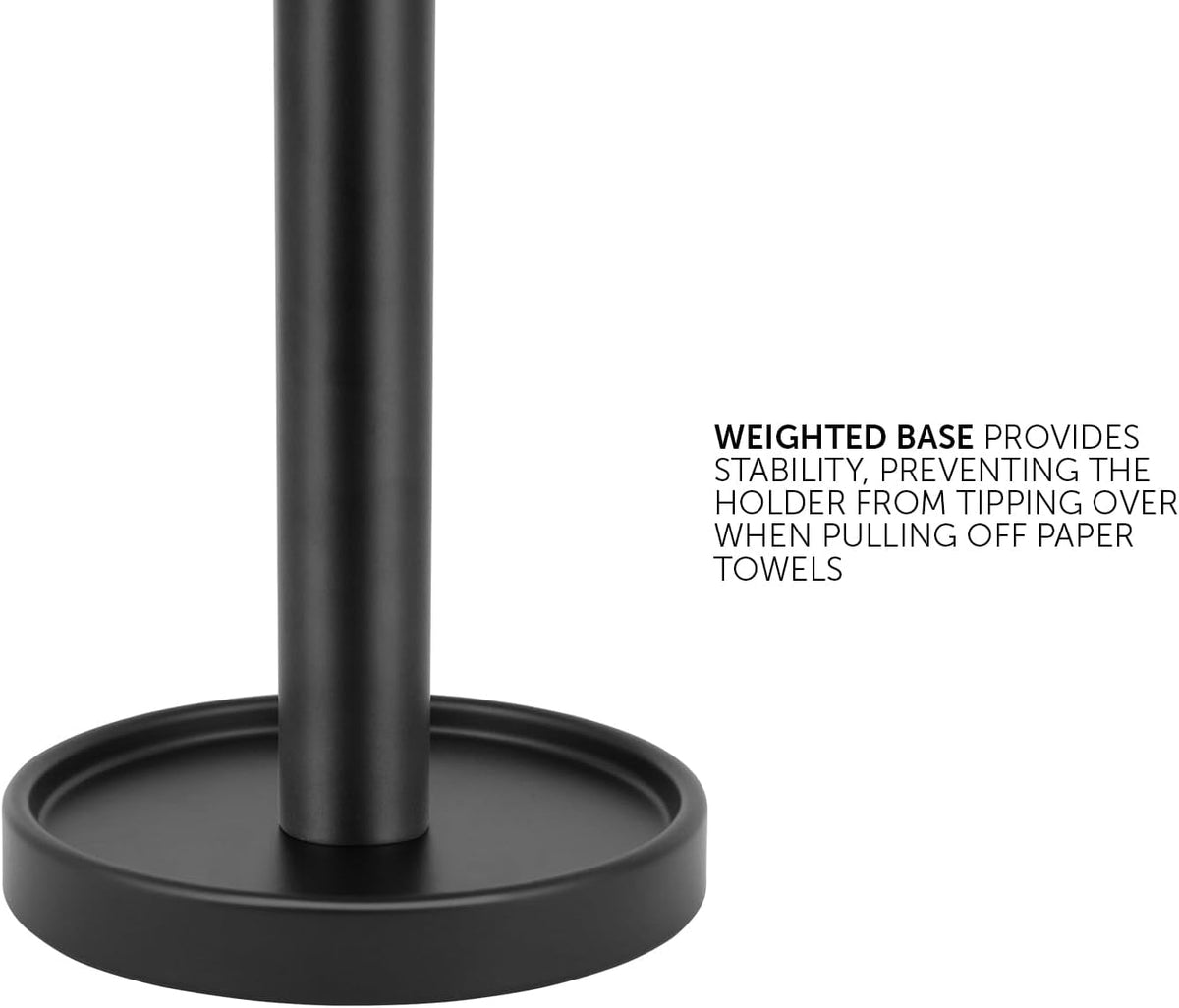 Ivilon Countertop Paper Towel Holder - Steady and Easy Tear - Fits All Paper Towel Rolls - Black