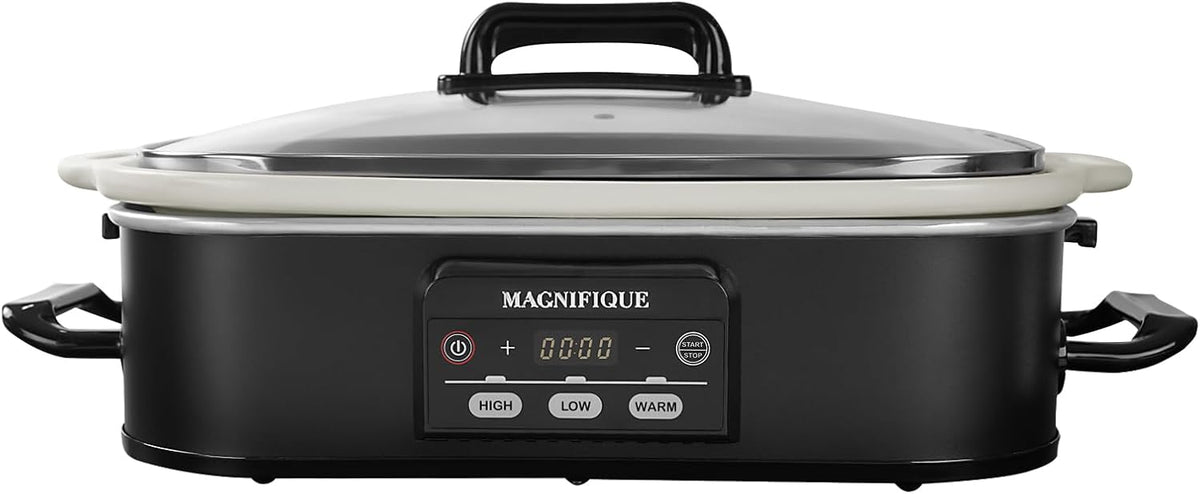 4 Quart Casserole Programmable Slow Cooker with Ceramic Baking Dish - Perfect Kitchen Small Appliance for Family Dinners, Oven Safe and Durable Bakeware for Lasagna, Roasts