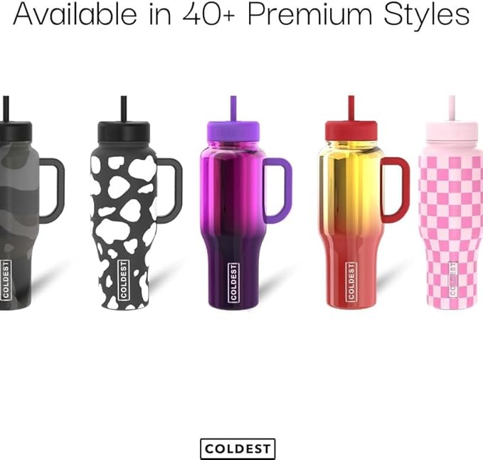 Coldest Tumbler with Handle and Straw, 100% Leak Proof Insulated Tumbler with Lid and Straw (3 Lids), Stainless Steel Tumblers for Women & Men, Cup Holder Friendly Base, 36 oz (Courting Couples)