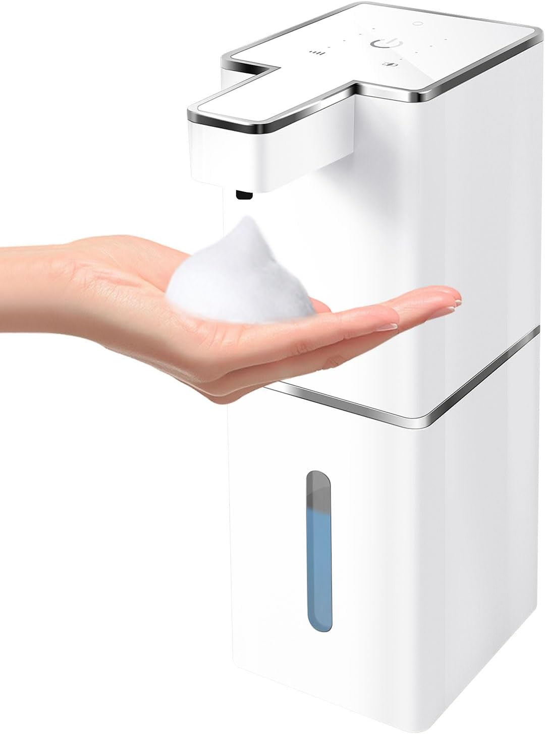 Automatic Foaming Soap Dispenser Touchless 380ml/12.8oz Rechargeable Hand Soap Dispenser Wall Mounted 4 Levels Adjustable Foam Soap Pump for Bathroom Kitchen Dish Soap