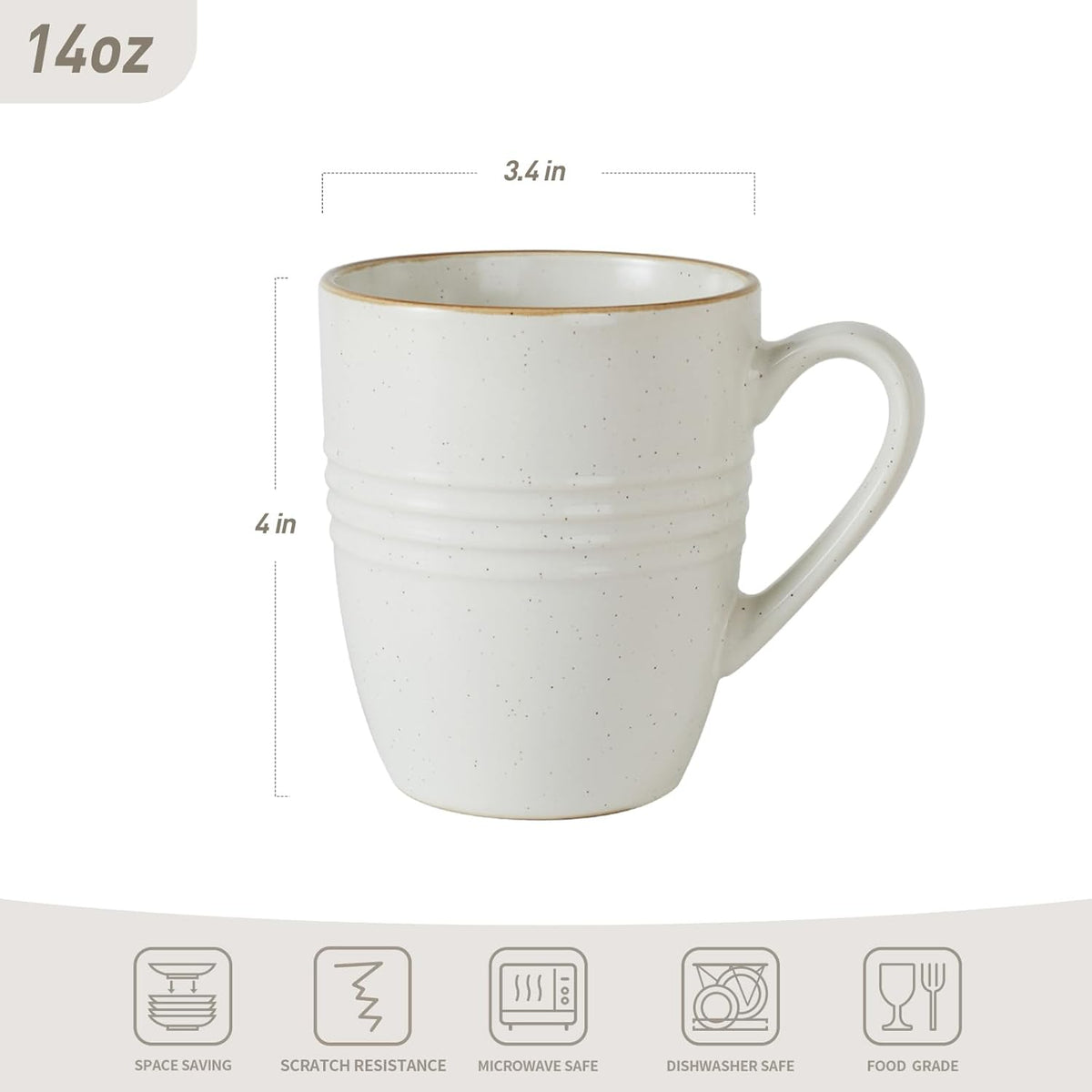 famiware Jupiter Coffee Mugs Set of 4, 14 OZ Coffee Mug, Microwave and Dishwasher Safe, Coffee Cups with Handle for Coffee, Tea, Cocoa, Milk, Multi-color