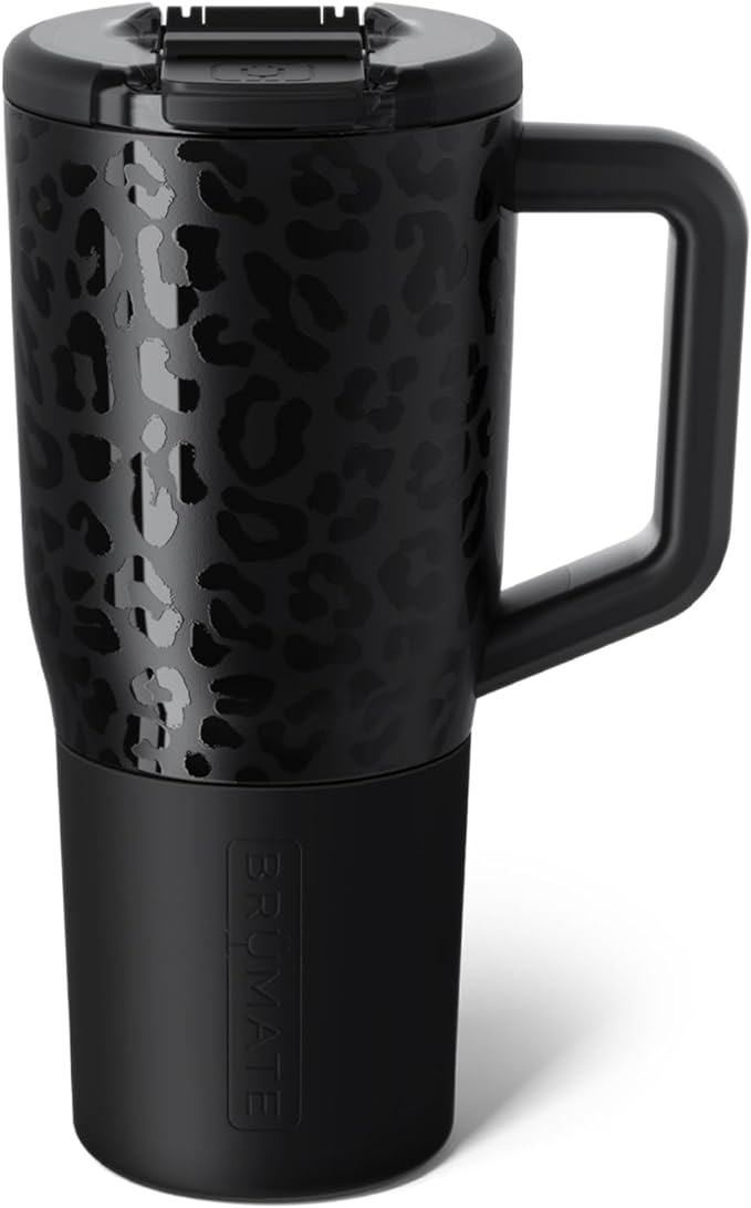 BrüMate Müv - 25oz 100% Leak Proof Insulated Coffee Mug with Handle & Lid - Stainless Steel Coffee Travel Mug - Double Walled Coffee Cup (Onyx Leopard)