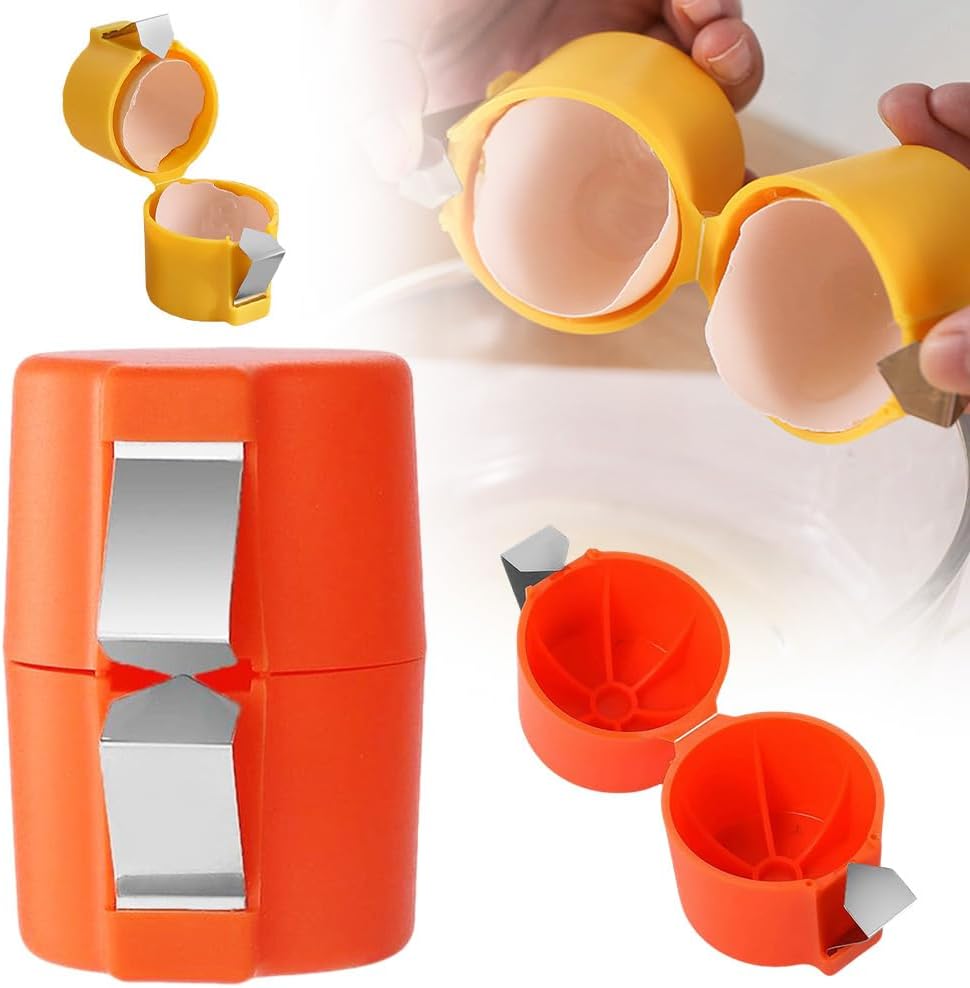 2025 Premium Egg Shell Opener, Egg Shell Cutter Eggs Shell Separator for Raw Eggs, Multifunctional Egg Cutter Egg Cracker Separator for Home Kitchen Gadgets (Red)