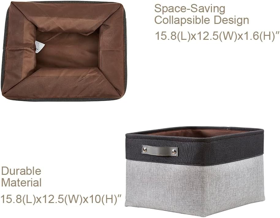 DECOMOMO Storage Baskets for Shelves - Fabric Storage Bins, Linen Closet Organizers and Storage (Grey & Black, XL - 3 Pack)