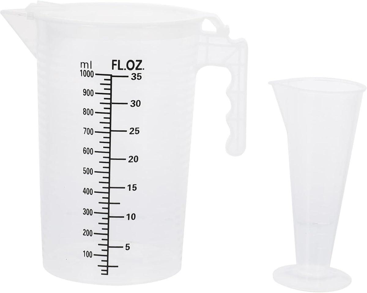 iplusmile 2Pcs Plastic Measuring Cups with Lids Liquid Measuring Jug Set 6.88X6.69X4.52 Inches Kitchen Tools for Motor Oil and Cooking