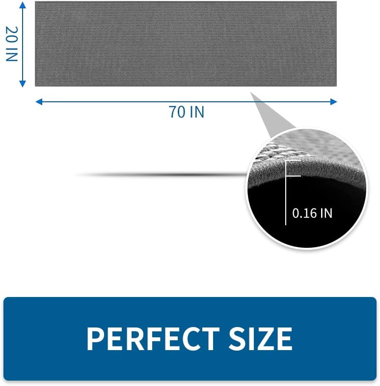 Kitchen Rugs and Mats Non Skid Washable, Absorbent Runner Rugs for Kitchen, Front of Sink, Kitchen Mats for Floor (Dark Grey, 20"x70")