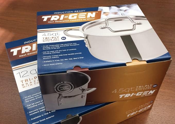 WINCO Tri-Ply Stock Pot, Silver