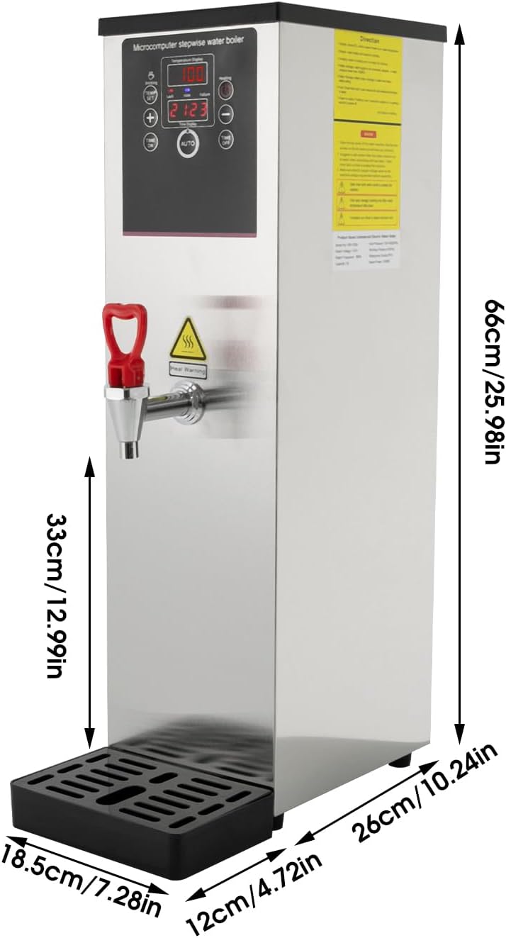 Step-Heating Commercial Hot Water Dispenser, 15L/3.96Gal Hot Water Boiler Dispenser Electric Water Pot Boiler Commercial Boiling Water Machine for Tea Coffee Shop Dessert Shop Hotel - 28L/H 2500W