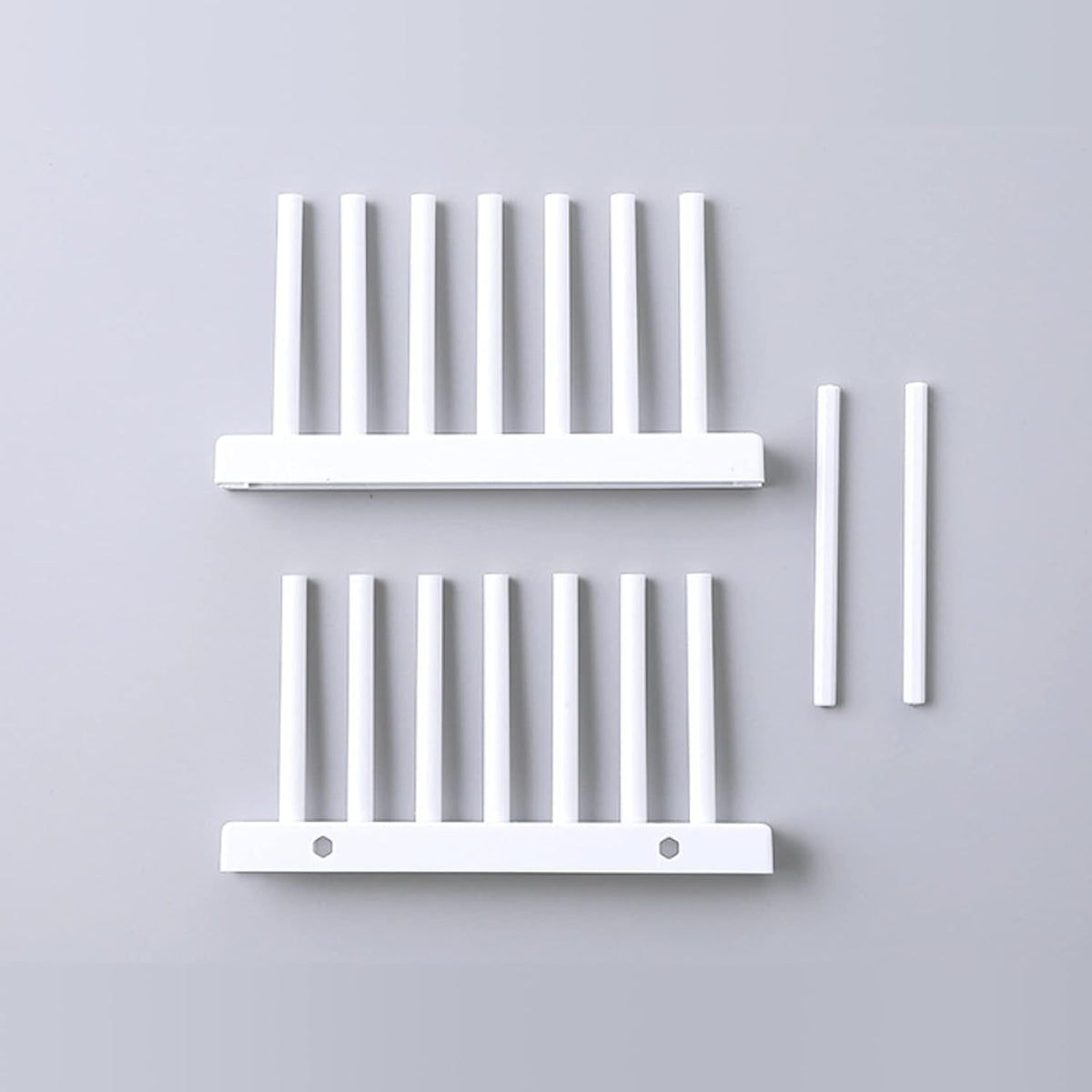 White Plate Organizer for Cabinet 4 Pack, Plstic Plate Rack Stand Keep Dry for Dish, Bowl, Bakeware, Serving Tray and More, Plate Holder for Cabinet Rack, Dish Organizer Rack for Cabinet