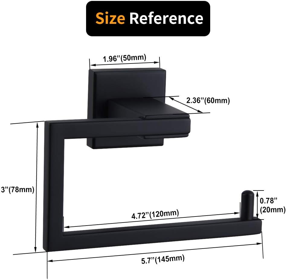 Matte Black Toilet Paper Holder SUS 304 Stainless Steel Wall Mounted Toilet Tissue Roll Holder for Bathroom