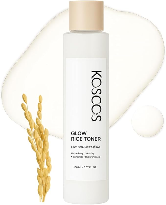 Glow Rice Toner, Milky Rice Water + 5-Layer Hyaluronic Acid Complex + Niacinamide, Korean Skin Care Moisturizing & Soothing Toner for Glowing Skin, 150ml / 5.07 fl.oz