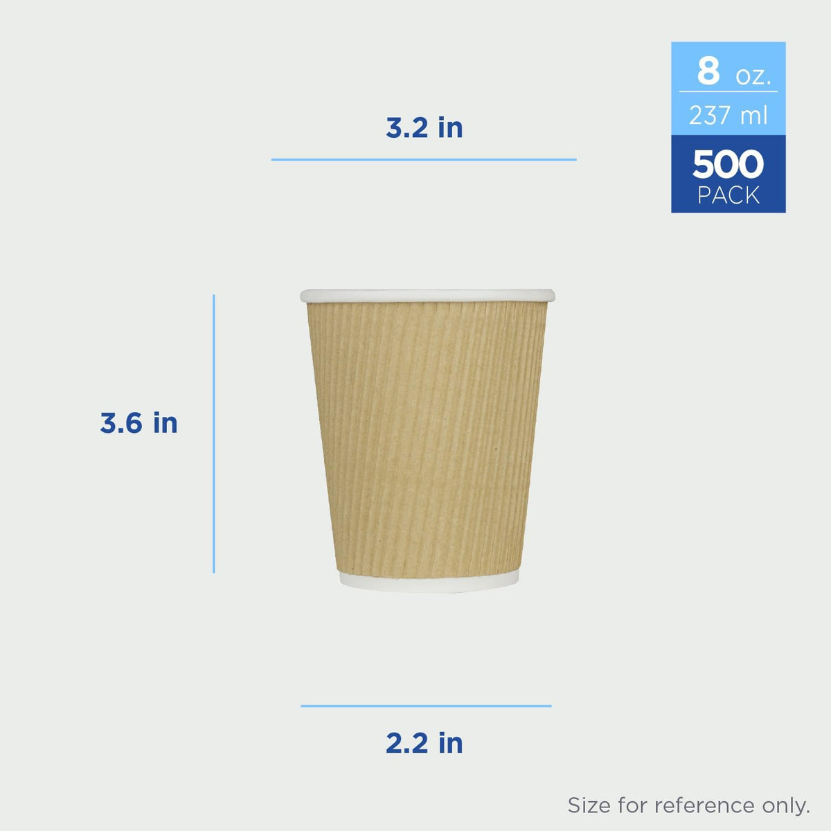 Karat 8 oz Ripple Insulated Coffee Cup [500 Count] Disposable Paper Hot Cup, Sturdy and Leak Proof, 80mm, No Lids