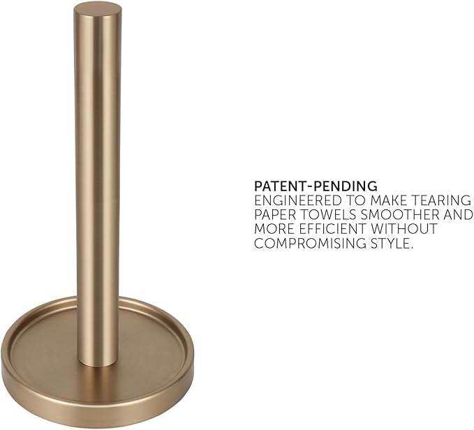 Ivilon Countertop Paper Towel Stand - Steady and Easy Tear - Fits All Paper Towel Rolls - Warm Gold
