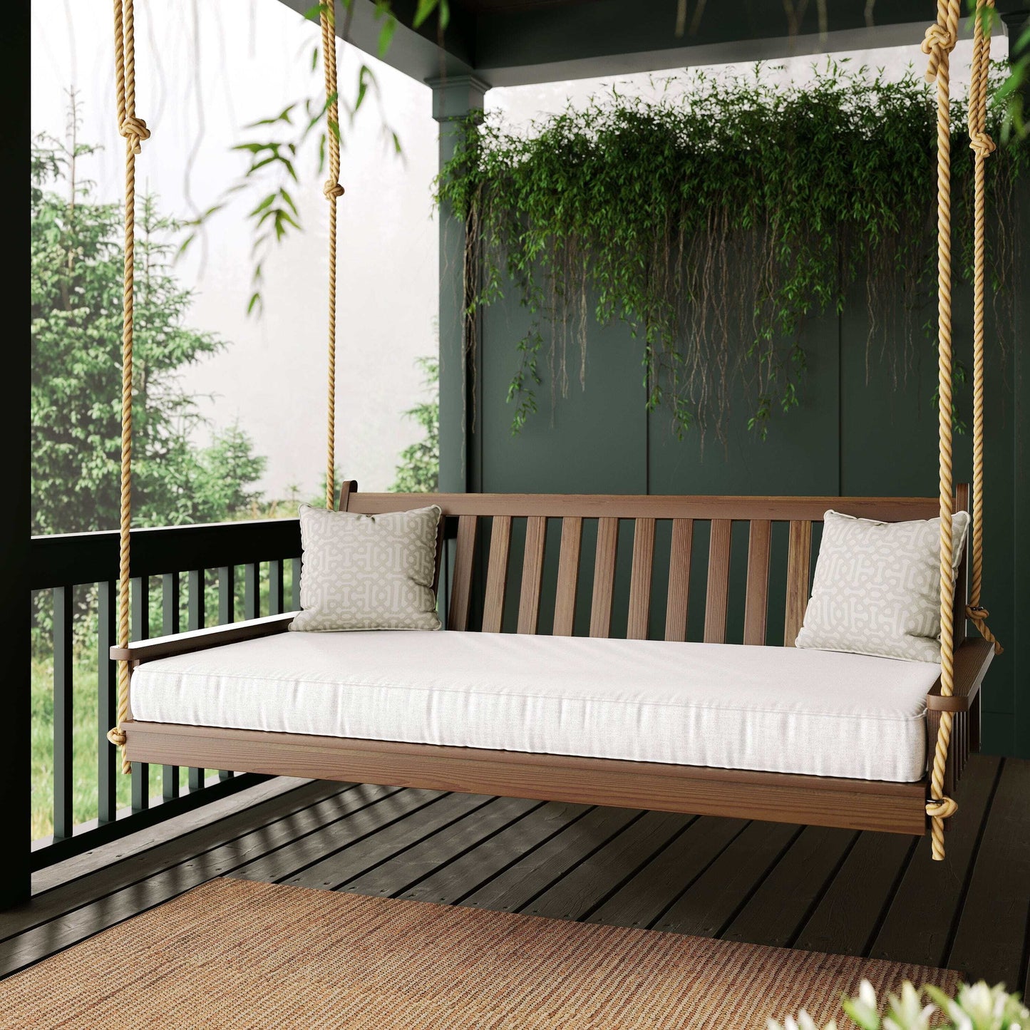Keystone Amish Co. 4 Foot Franklin Porch Swing Bed with Ropes, Cedar Stain