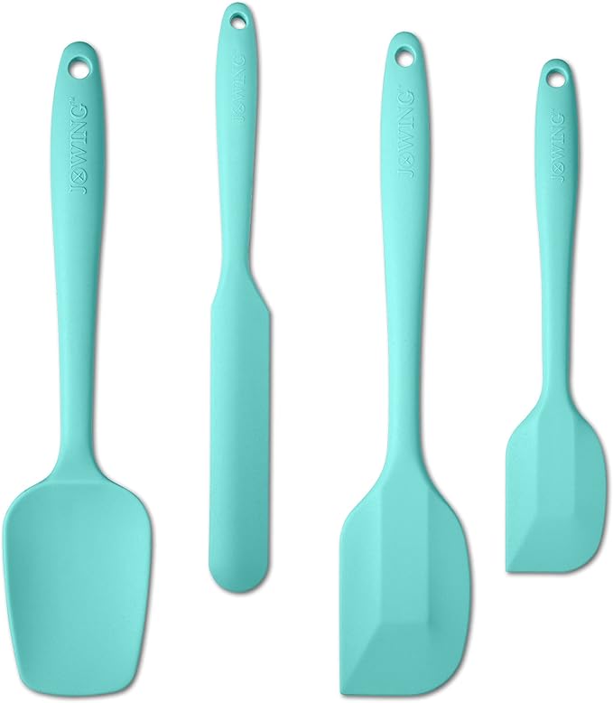 4 Piece Silicone Spatula Set, Flexible Heat Resistant Non-scratch Baking Cooking Rubber Spatulas with Stainless Steel Core, Aqua Sky