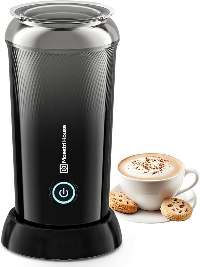Maestri House Milk Frother, 3-in-1 Hot & Cold Mik Frothing Steamer, 8.12OZ/240ML Touch Control Foam Maker, Compact Space-saving Design for Latte, Cappuccino and Warm Milk